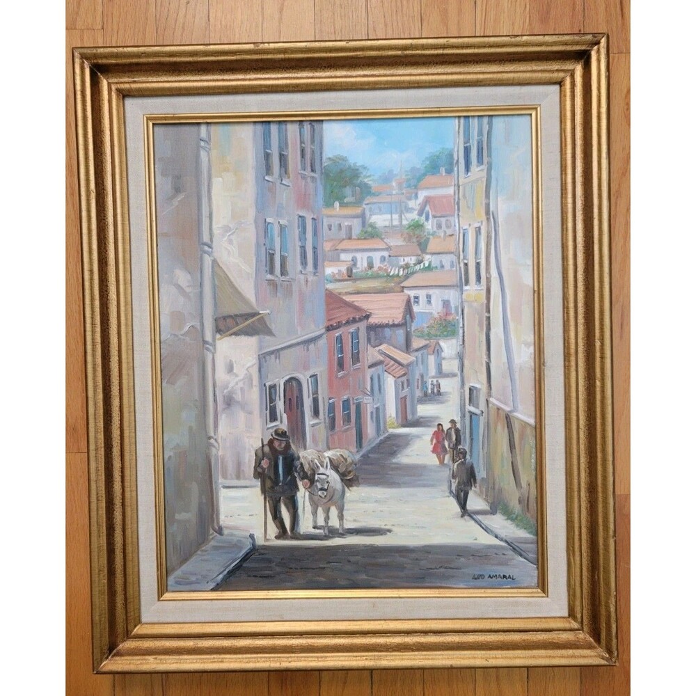 Rare Vintage LEO AMARAL PAINTING signed Titled ALGARVE Southern PORTUGAL